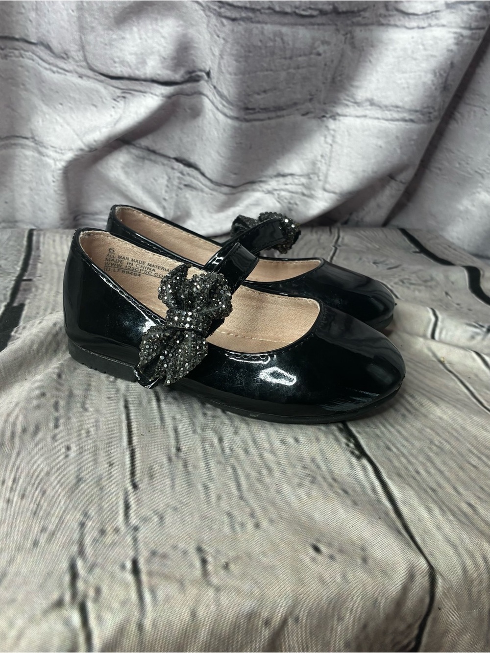 5/$20 Coquette Dark Balletcore Goth Glam Black Patent Mary Janes Glitter Bow‎ 6